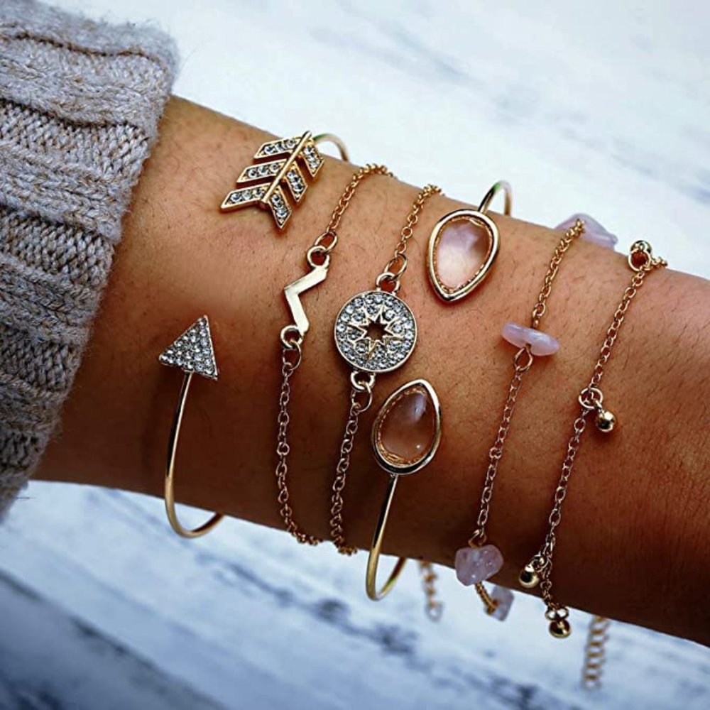 Goldtone Stacking Bracelets-6 Pack - Picture 1 of 5